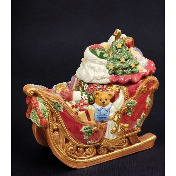 Fitz and Floyd Santa's Sleigh Cookie Jar 2003 Excellent condition 12×14×7 - Picture 3 of 9